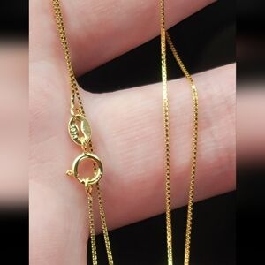 14K Gold Vermeil solid 925 Sterling Silver 0.7mm Box Chain Necklace 18"/450mm